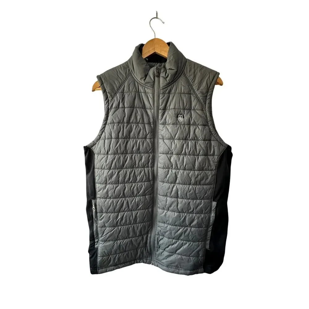 Under Armour Loose Fit Gray & Black Puffer Vest Men's Size Medium Zip Pockets